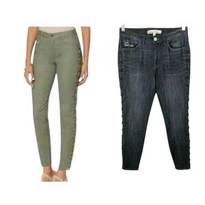 Sheryl Crow Jeans Lace Up Corset Seam Hi-Rise Skinny  Lets Roller Skate  Size 8